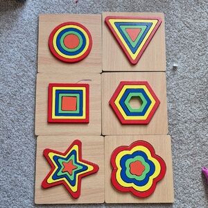 Colorful Wooden Shape Puzzle Set